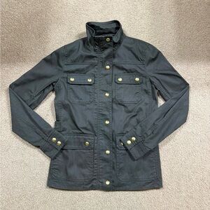 J. Crew XXS Olive Green Utility Field Jacket with Gold Accents Snap Buttons. NWT